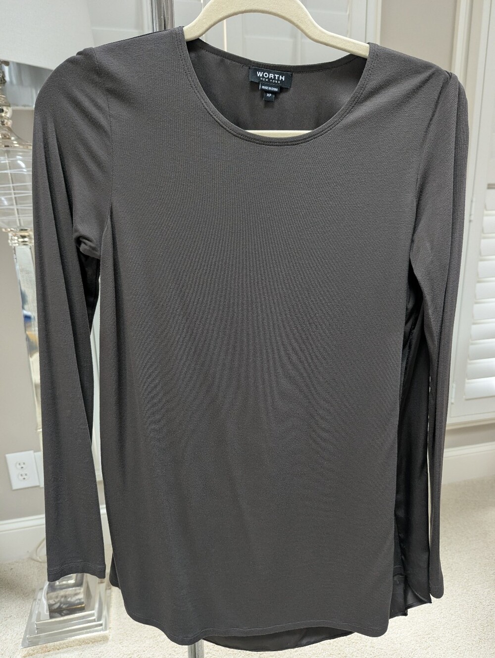 Worth Black Long Sleeve Crewneck Top